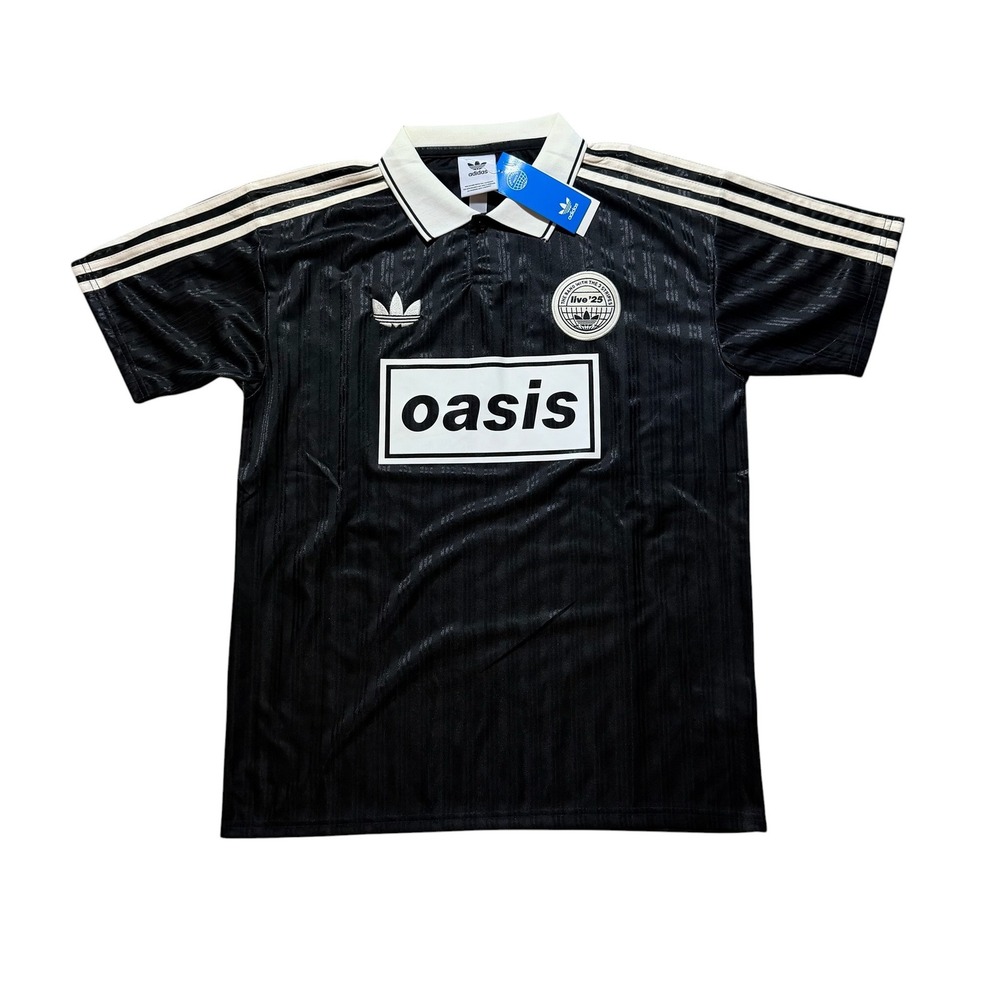 Adidas Oasis Live 25 Jersey Size Medium Black White Soccer Shirt Band Merch NEW - Picture 1 of 4